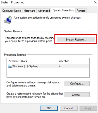 使用還原點還原系統