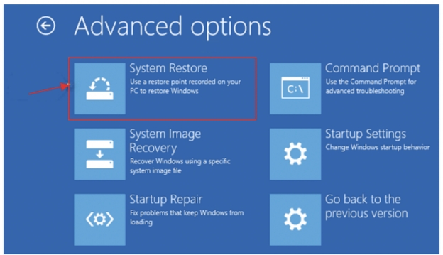 點擊「系統還原」