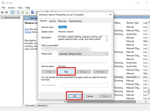 將啟動類型更改為 「已停用」