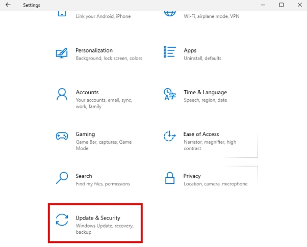 「設定」 → 「更新與安全性」 → 「尋找我的裝置」