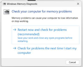 選擇記憶體診斷