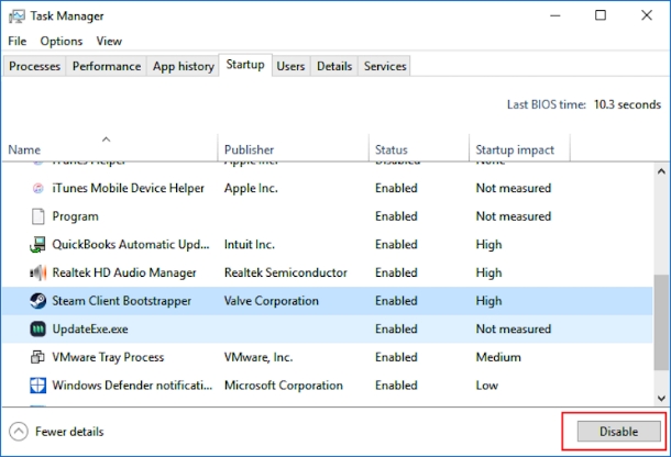 選擇你要佔用記憶體的程式並點擊「停用」
