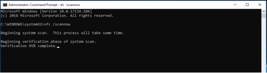 輸入sfc/scannow後按下enter鍵