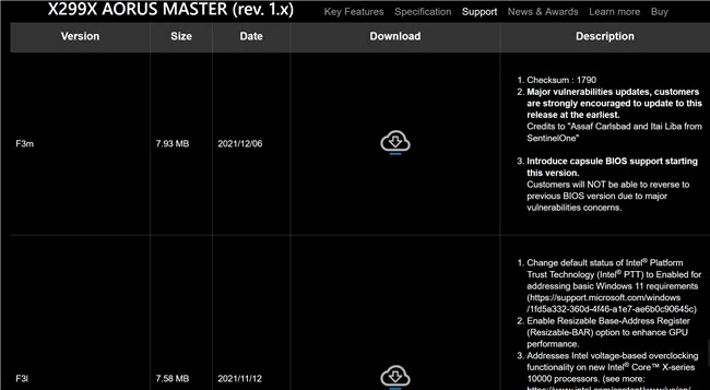 下載最新的BIOS版本