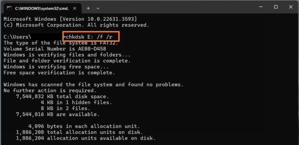 檢查修復檔案系統解決磁碟機問題