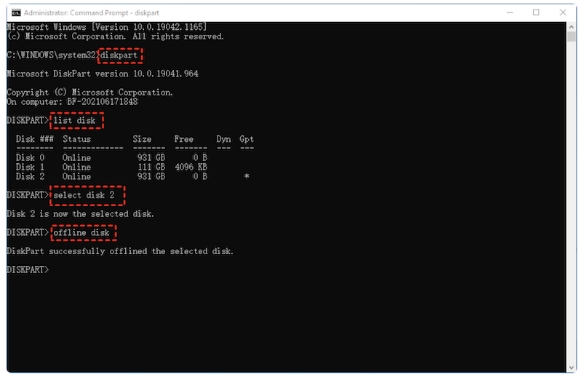 輸入上述指令並按下Enter按鈕