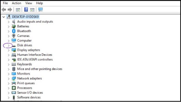 點擊「磁碟機」左側的「>」符號