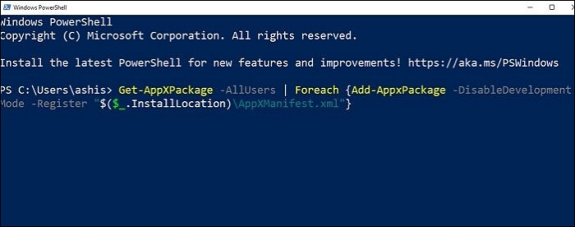 使用 PowerShell 修復開始功能