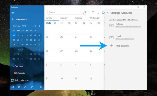 By setting an account in the calendar 1