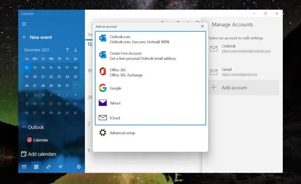 By setting an account in the calendar 2