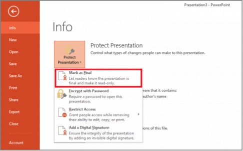 點擊「標記為最終版本」