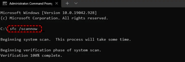 輸入命令 sfc /scannow