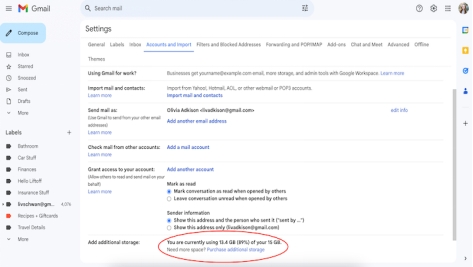檢查 Google 儲存空間
