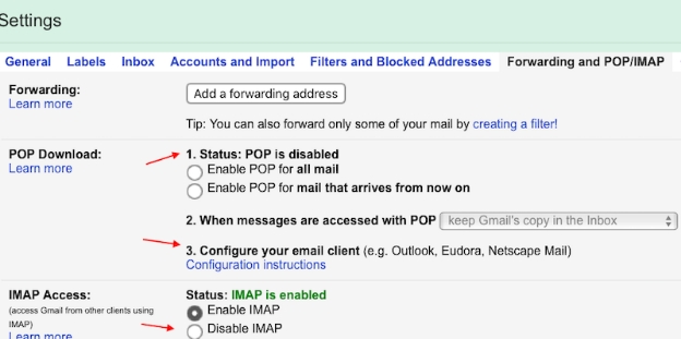 勾選「禁用IMAP」