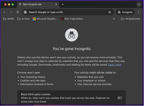 使用無痕視窗開啟網頁