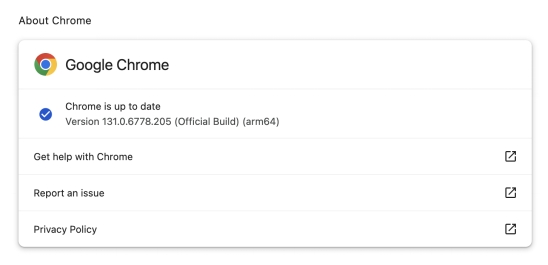 更新 Google Chrome 瀏覽器