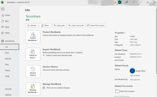 檢查 Excel 檔案共享設置