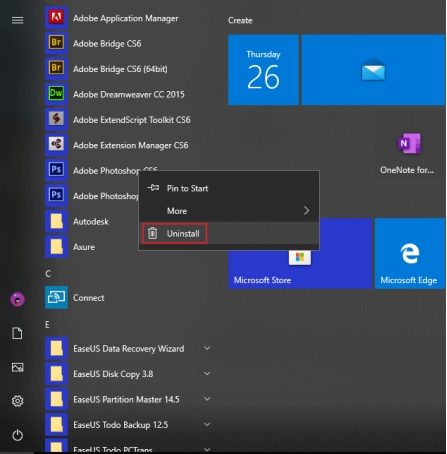 右鍵點擊程式並選擇 「解除安裝」