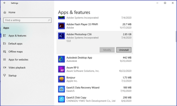 選擇程式後點擊 「解除安裝」