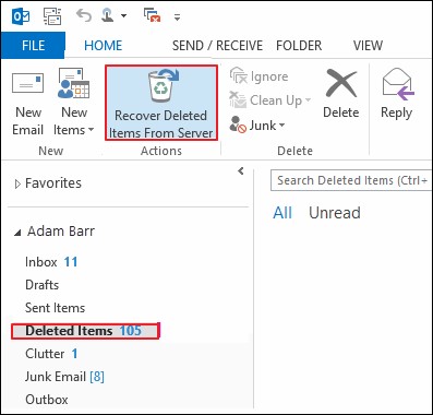 outlook folder missing 2