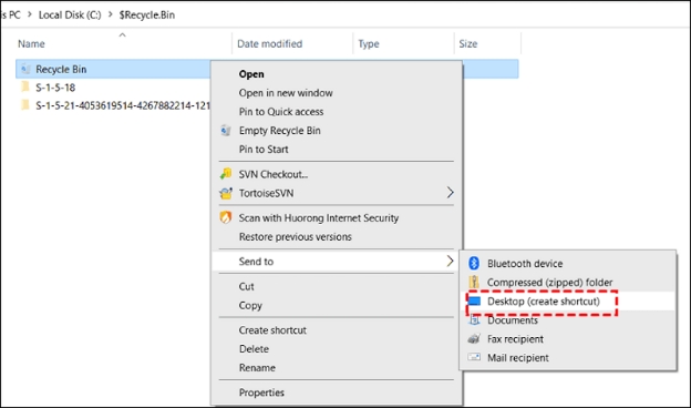 點擊「傳送至」並選擇「桌面（建立捷徑）」