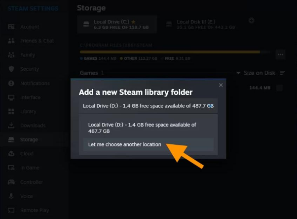 選擇原本安裝遊戲的磁碟或路徑