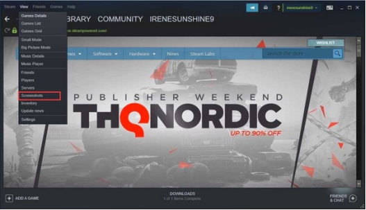 下拉式選單中選擇「螢幕截圖」