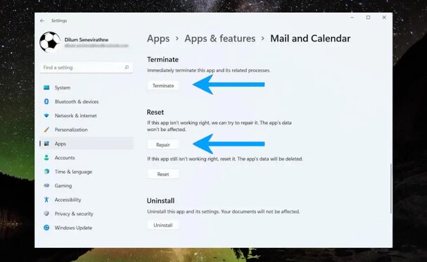 Try to fix mail in Windows 3