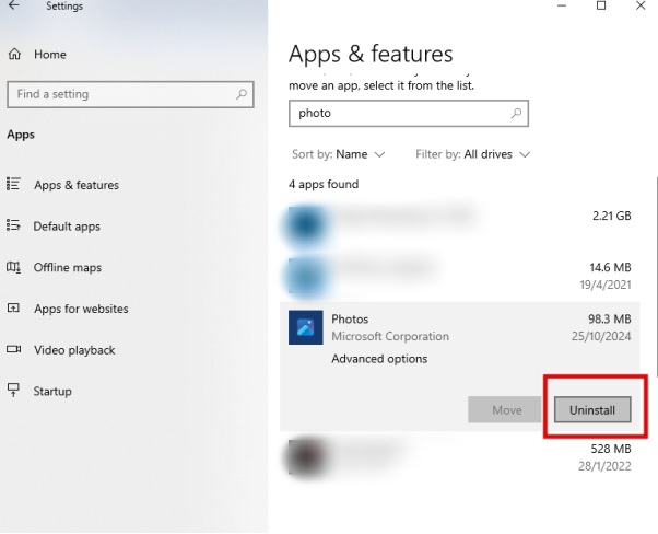 卸載並重新安裝相片檢視器
